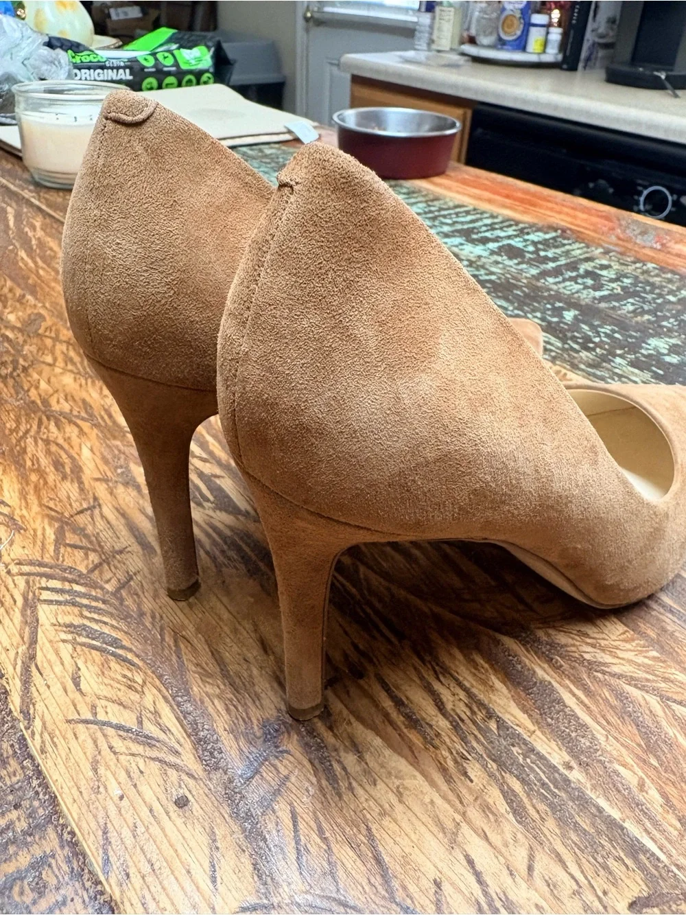 Nine West Ezra Tan Camel Suede Leather Pointed-Toe Stiletto Pump Size 10.5
